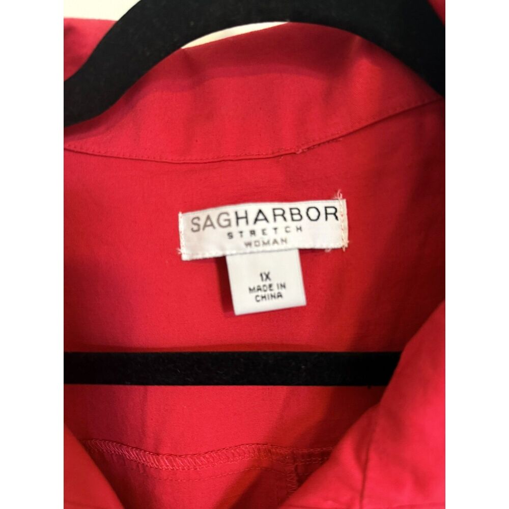Sag Harbor Red Cotton Stretch Anorak Style Lightweight Windbreaker Swing Jacket